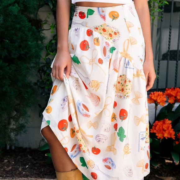 Worn once Lisa Says Gah Maeve Midi Skirt in buno appetito sz L - Picture 2 of 5